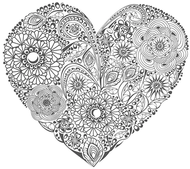 Anti-stress heart coloring page for Valentines Day